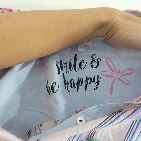 Milano Multicolor Striped & Floral Long Sleeve Button-Down Shirt Lightweight 36 - Picture 11 of 12